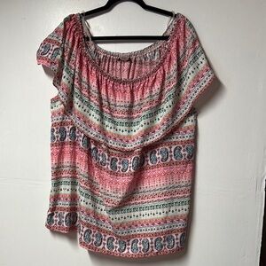 Ing Pink and Gray Patterned Blouse